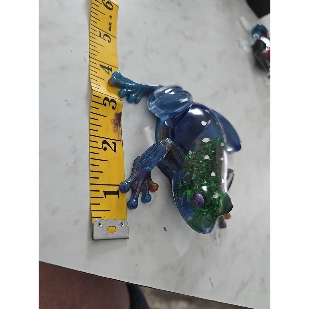Resin Frog Home Decor Figure Handmade 717 Green Blue